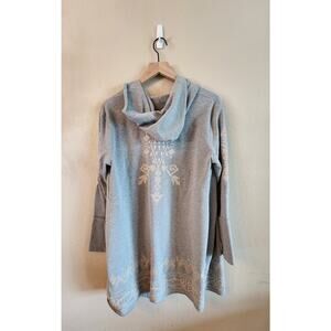 Willow & Clay Women's SZ Large Gray Hoodie Embroidery Longline